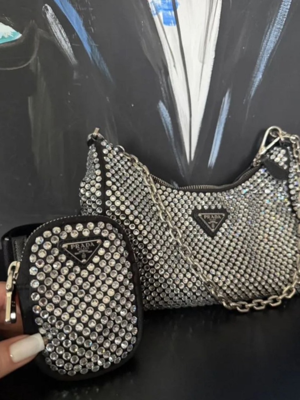 ๐ Prada Re-Edition 2005 Crystal-Embellished Satin Bag โ Pure Elegance and Radia - Picture 5 of 5